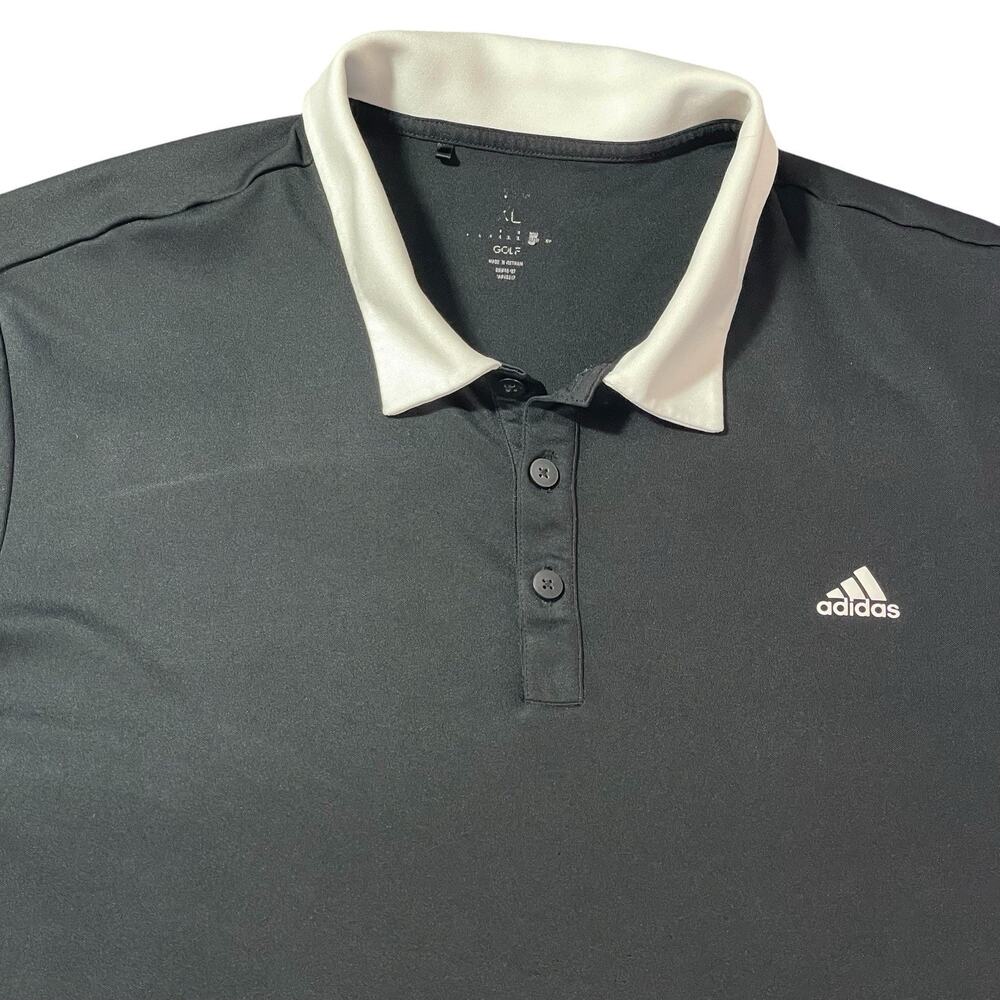 Adidas Polo Shirt Men's XL‎ Black White Performance Golf Active Lightweight